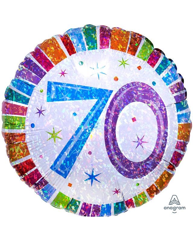 70th Birthday Radiant Round Balloon - 18" Foil