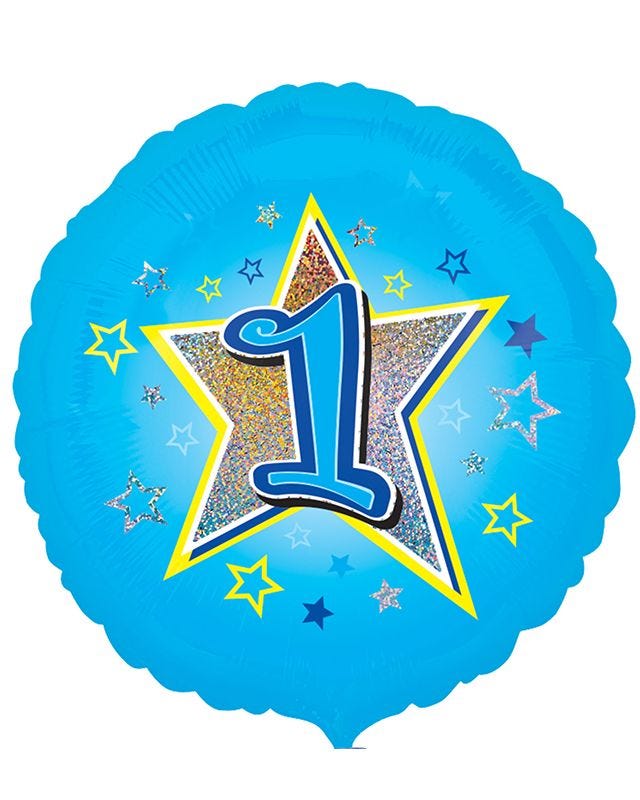 1st Birthday Blue Stars Balloon - 18" Foil