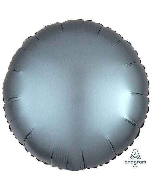 Steel Blue Satin Luxe Circle Foil Balloon - 18" Unpackaged