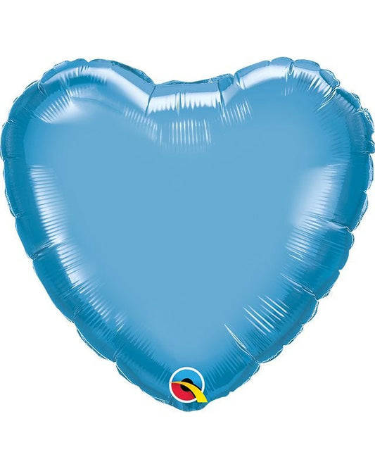 Blue Chrome Heart Balloon - 18" Foil - Unpackaged