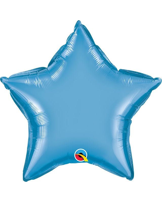 Blue Chrome Star Balloon - 20" Foil - Unpackaged