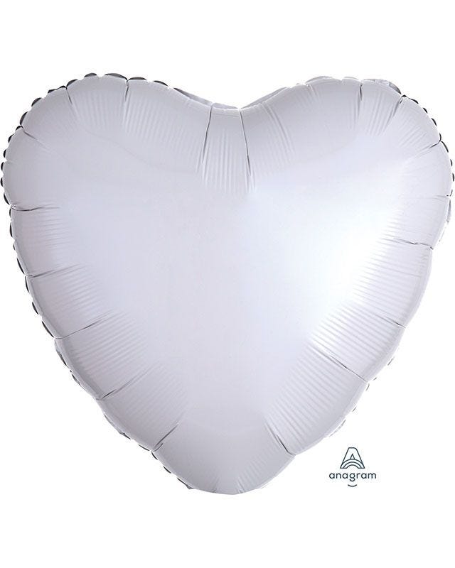 Metallic White Heart Foil Balloon - 18'' Foil - Unpackaged