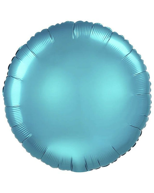 Satin Aqua Blue Round Foil Balloon - 18" Foil - Unpackaged