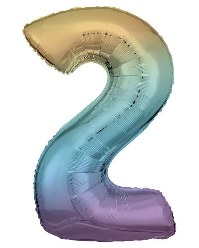 Pastel Rainbow Number 2 Balloon - 34" Foil