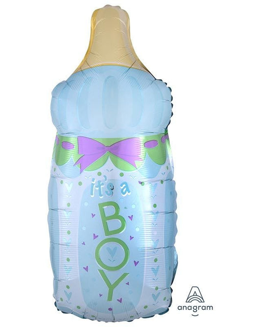 Baby Bottle Boy Supershape Balloon - 13" x 31" Foil