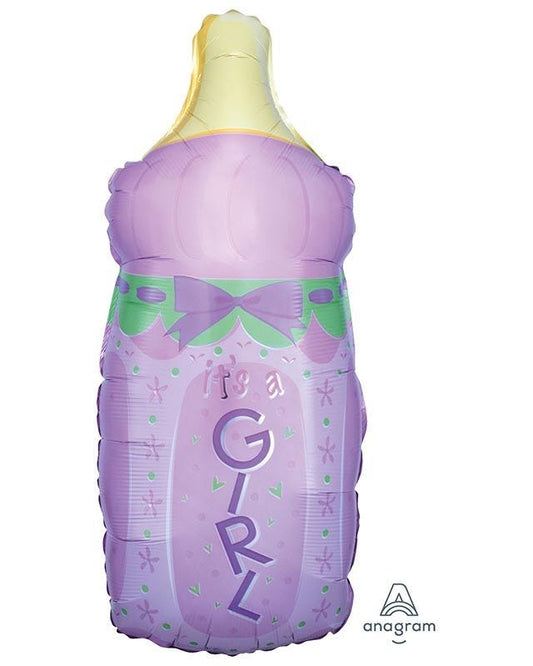 Baby Bottle Girl Supershape Balloon - 13" x 31" Foil