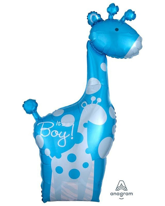 Dad & Baby Blue Giraffes Supershape Balloon - 25" x 42" Foil