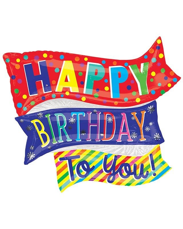 Happy Birthday To You Fun Flags Balloon - 32" x 27" Foil