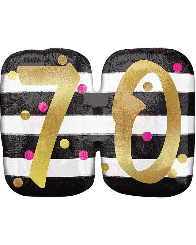 Pink & Gold 70th Birthday Supershape - 25" x 22" Foil