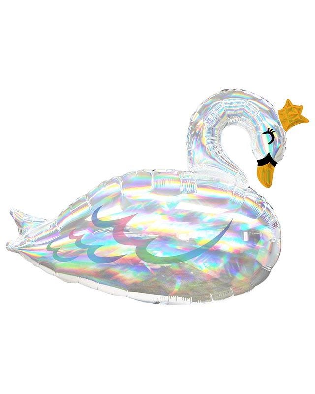 Swan Iridescent Supershape Balloon - 29" x 22" Foil