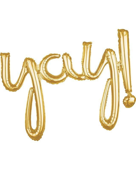 Yay! Gold Script Phrase Foil Balloon