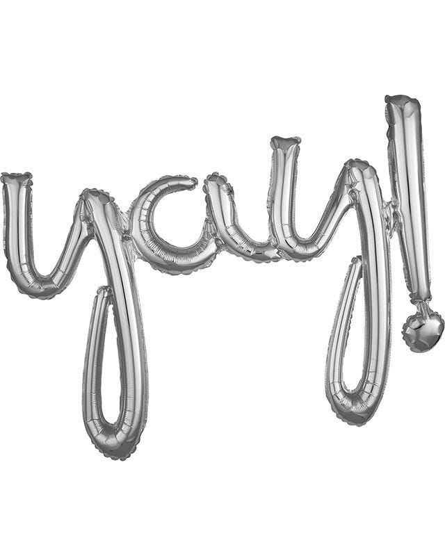 Yay! Silver Script Phrase Foil Balloon