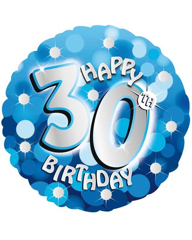 Blue Sparkle 'Happy 30th Birthday' Balloon - 18" Foil