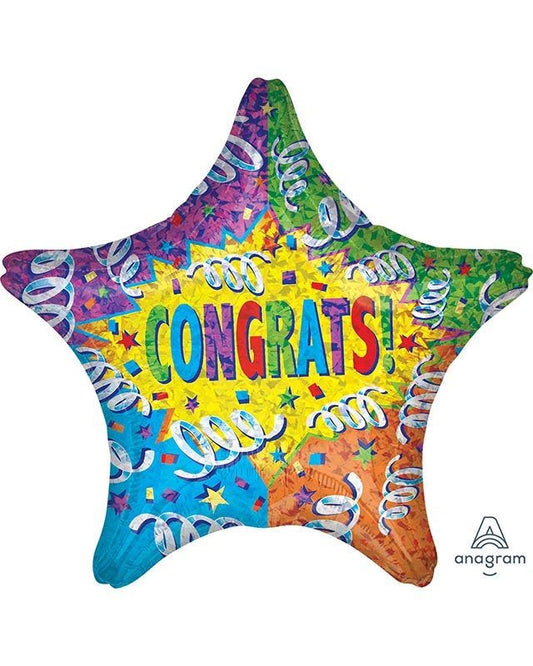 Congrats Streamer Explosion Balloon - 18" Foil