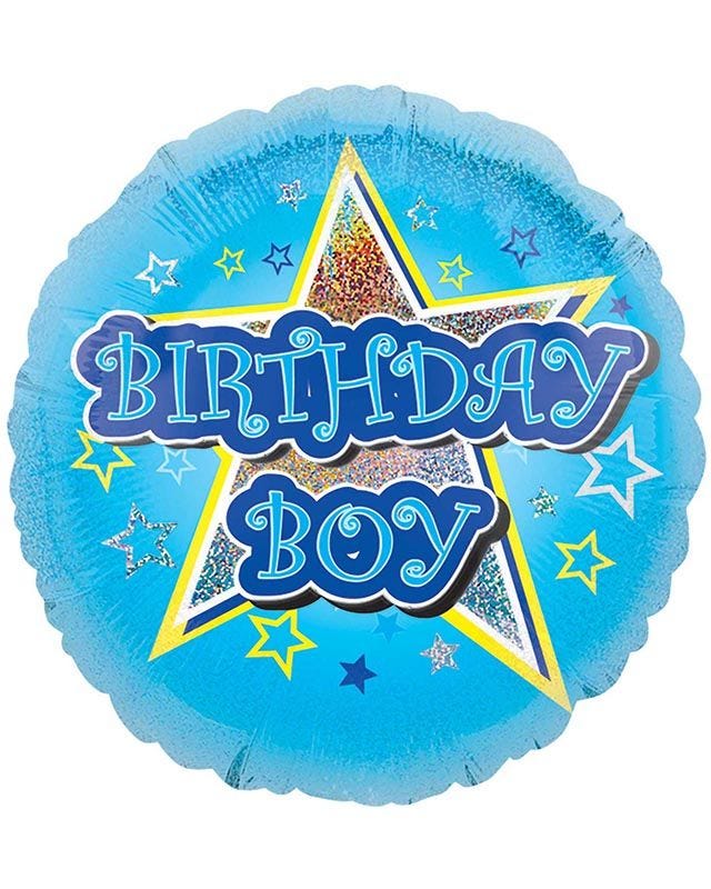 Blue Star Birthday Boy Balloon - 18" Foil