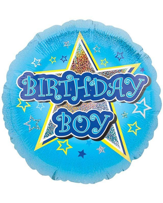 Blue Star Birthday Boy Balloon - 18" Foil