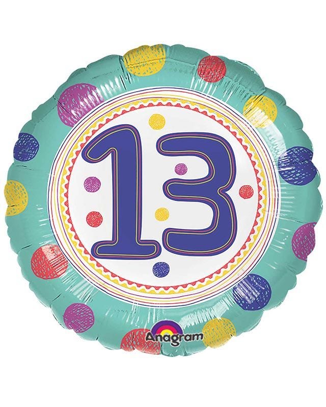 Age 13 Spot Balloon - 18" Foil