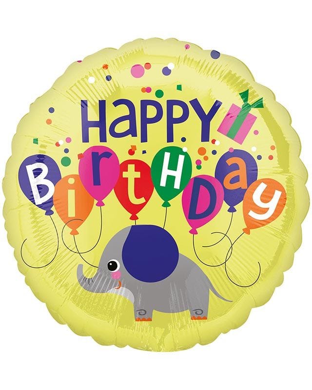 Cute Elephant Birthday Balloon - 18" Foil