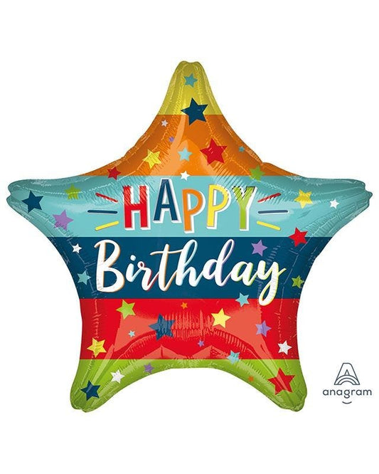 Stars & Stripes Happy Birthday Star Balloon - 18" Foil