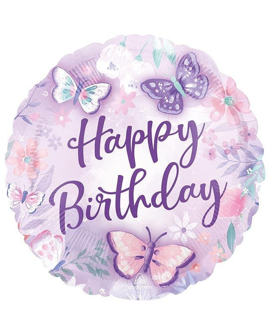 Butterfly Flutter Happy Birthday Balloon - 18" Foil