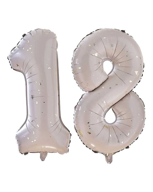 18 Gold Speckle Number Balloons - 26" Foil