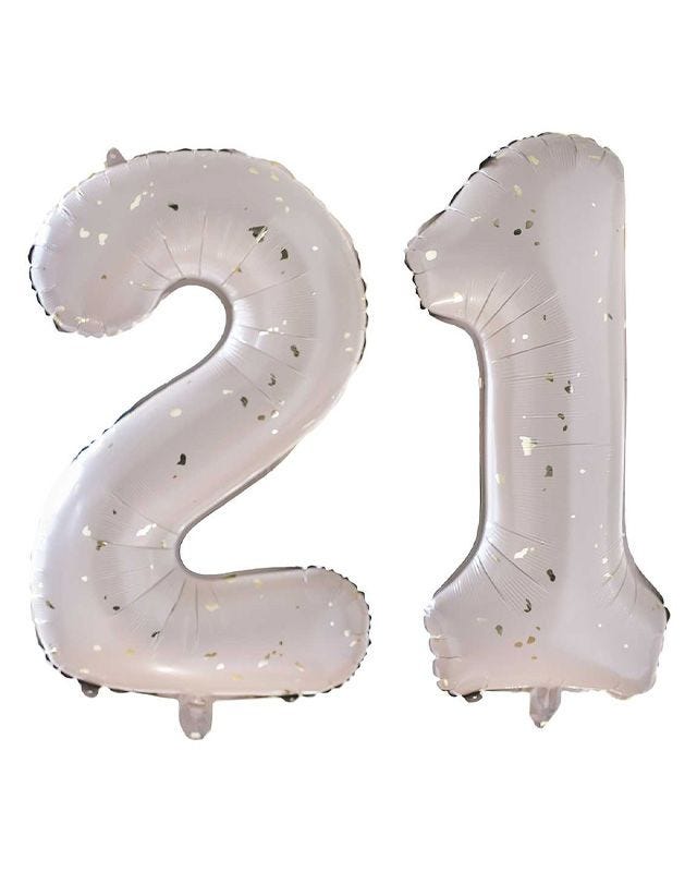 21 Gold Speckle Number Balloons - 26" Foil