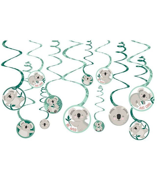 Get Wild Koala Paper Swirl Decorations (12pk)