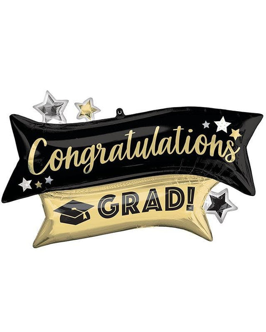 Congratulations Grad Banner Supershape Balloon - 38" x 23" Foil