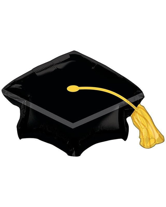 Black Grad Cap Supershape Balloon - 31" x 22" Foil