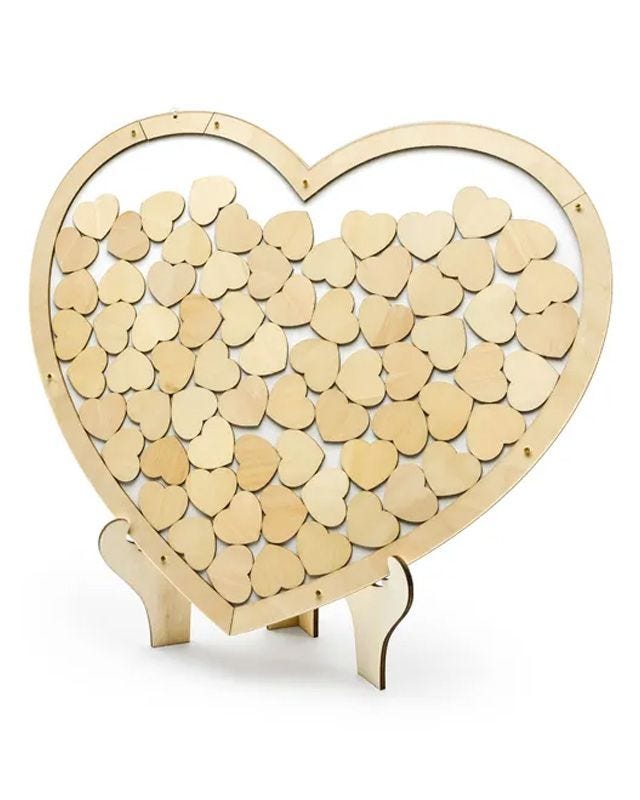 Wooden Heart Guest Book - 44cm x 37.5cm