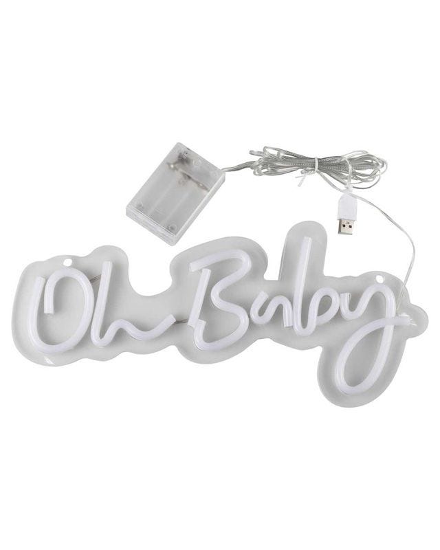 Teddy Bear White 'Oh Baby' Neon Light Sign - 17cm x 34cm