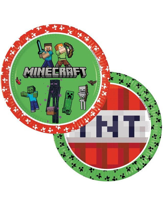 Minecraft Party Paper Plates - 23cm (8pk)