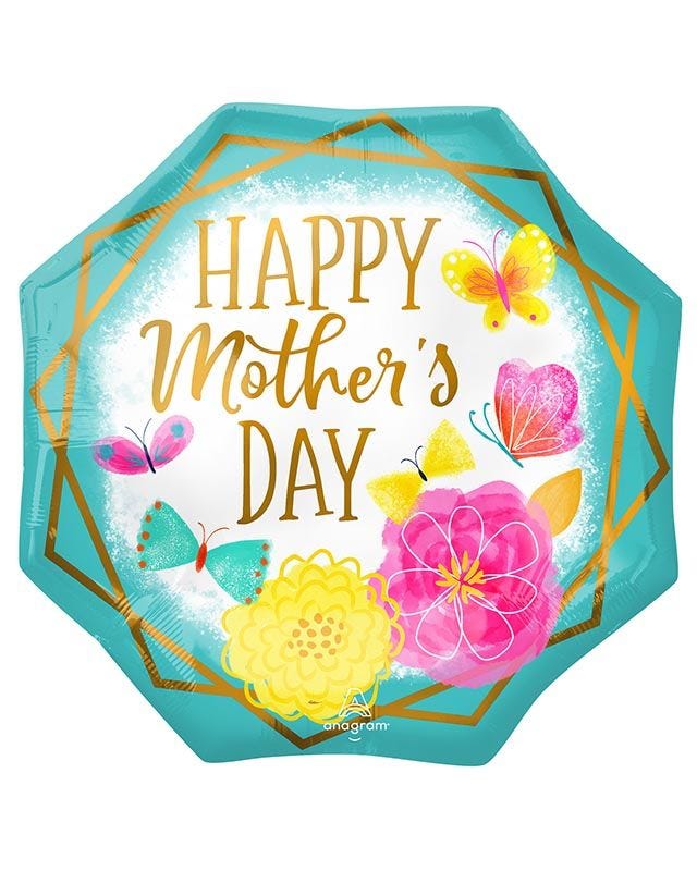 Happy Mother's Day Octagon Supershape Balloon - 22" x 22" Foil