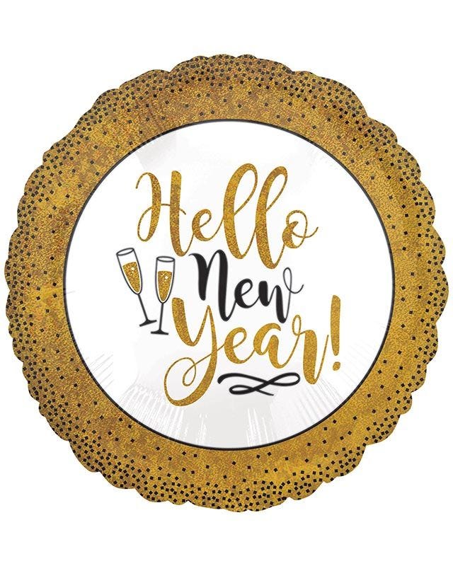 Gold Glitter New Year Balloon - 18" Foil