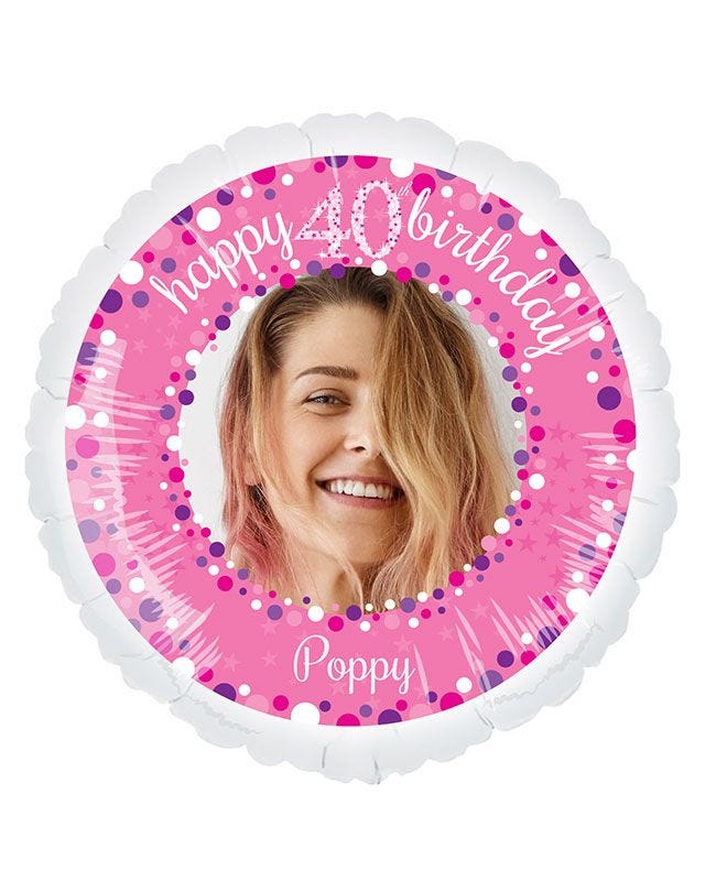 Pink Celebration 40th Birthday Personalised Balloon