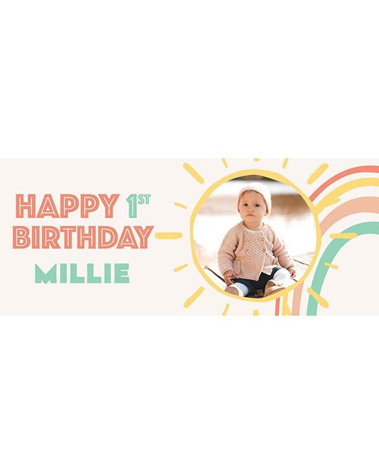 Boho Rainbow 1st Birthday Personalised Banner