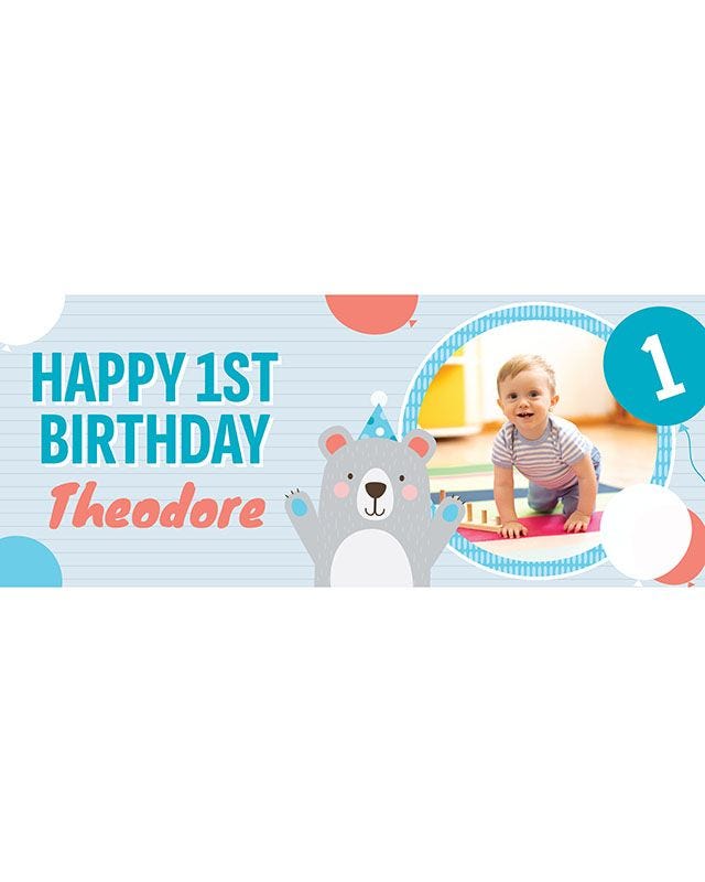 Birthday Bear Personalised Banner