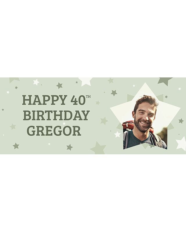 Green Star 40th Birthday Personalised Banner