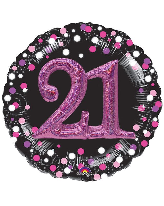 21st Birthday Pink Sparkling Celebration 3D Multi- Balloon - 32" Foil