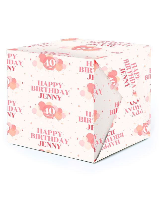 Peach Balloons 40th Birthday Personalised Wrapping Paper