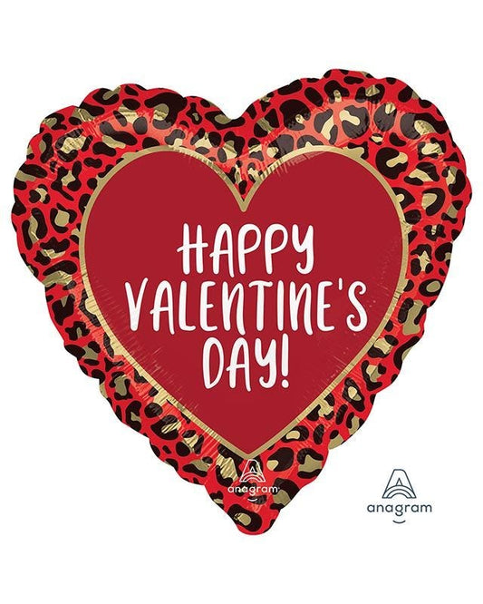 Happy Valentine's Day Animal Print Balloon - 18" Foil