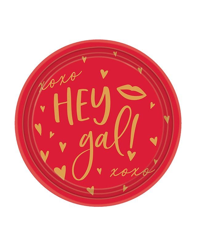 Galentines Plastic Plates - 19cm (4pk)