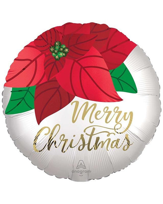 Christmas Poinsettia Balloon - 18" Foil