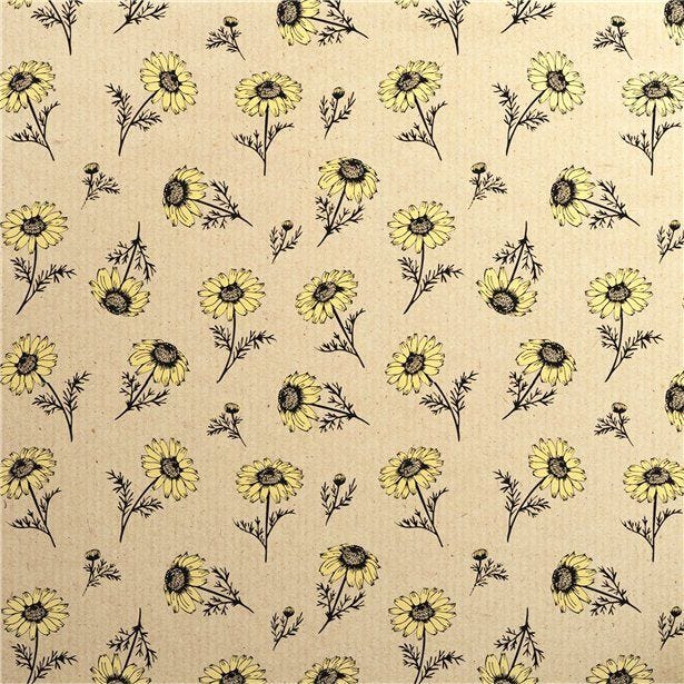 Sunflower Print Sheet of Eco Gift Wrap - 50cm x 70cm