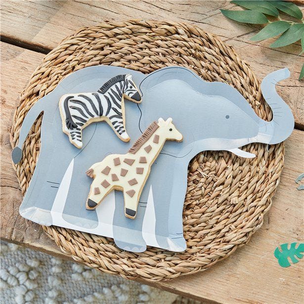 Let's Go Wild Elephant Paper Plate - 30cm (8pk)