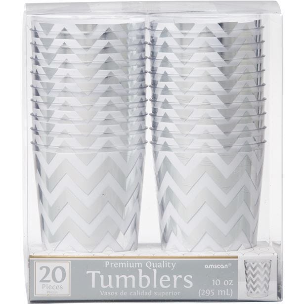 Premium Silver Trim Plastic Tumbler - 295ml (20pk)