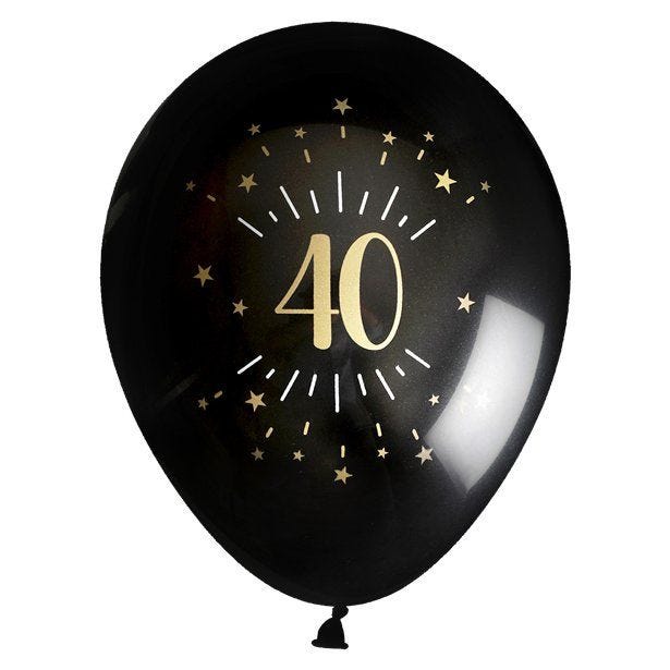 Sparkling Gold 40th Balloons - 9" Latex (6pk)