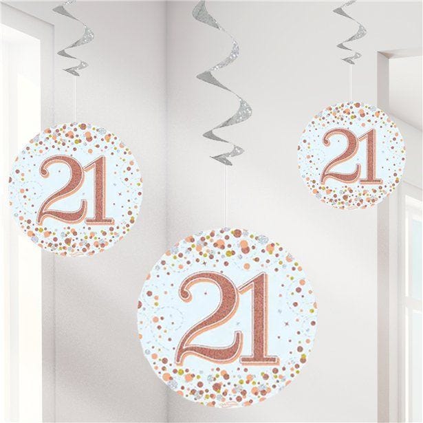 Sparking Fizz 21st Hanging Swirls (6pk)