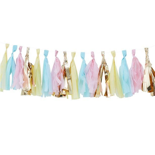 Pick & Mix Pastel & Gold Tassel Garland - 2m