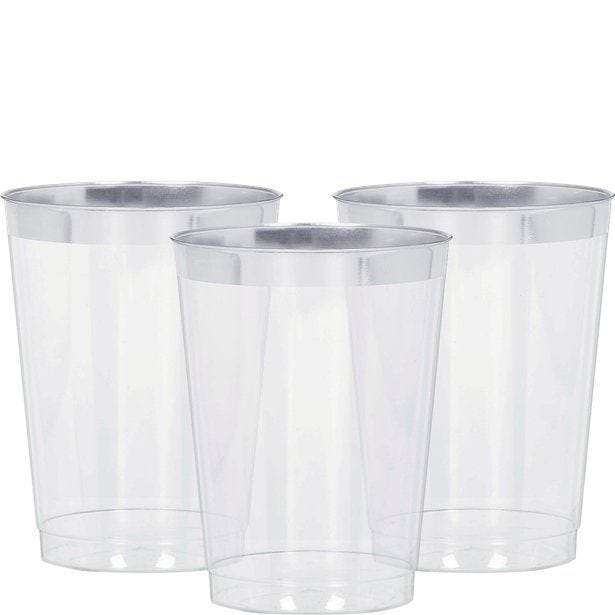 Premium Silver Trim Plastic Tumbler - 295ml (20pk)